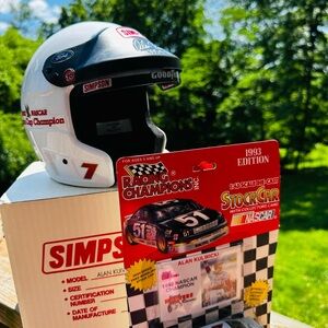 NASCAR collectors Racing Helmet 1/2 scale replica.  COA.  Plus Stock Car set